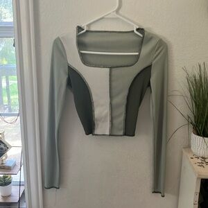 sage green crop top